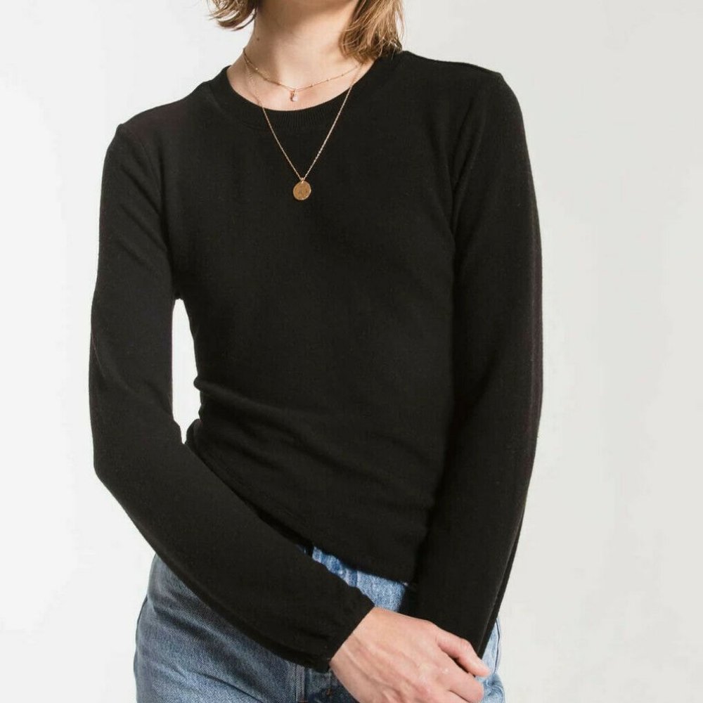 Z SUPPLY SOFT SPUN ROUCHED TOP BLACK SIZE S NWT